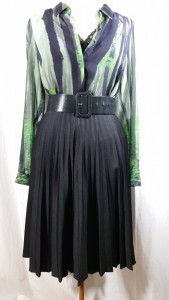 chemise verte jupe plissée