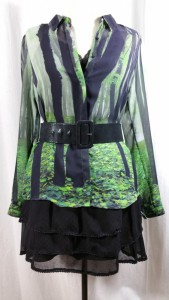 chemise verte jupe a volants ceinture large
