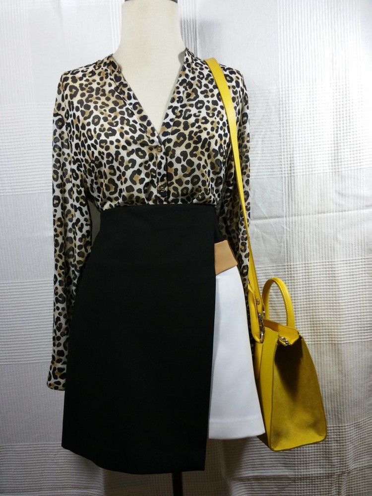 léopard blouse jupe tricolore assymétique