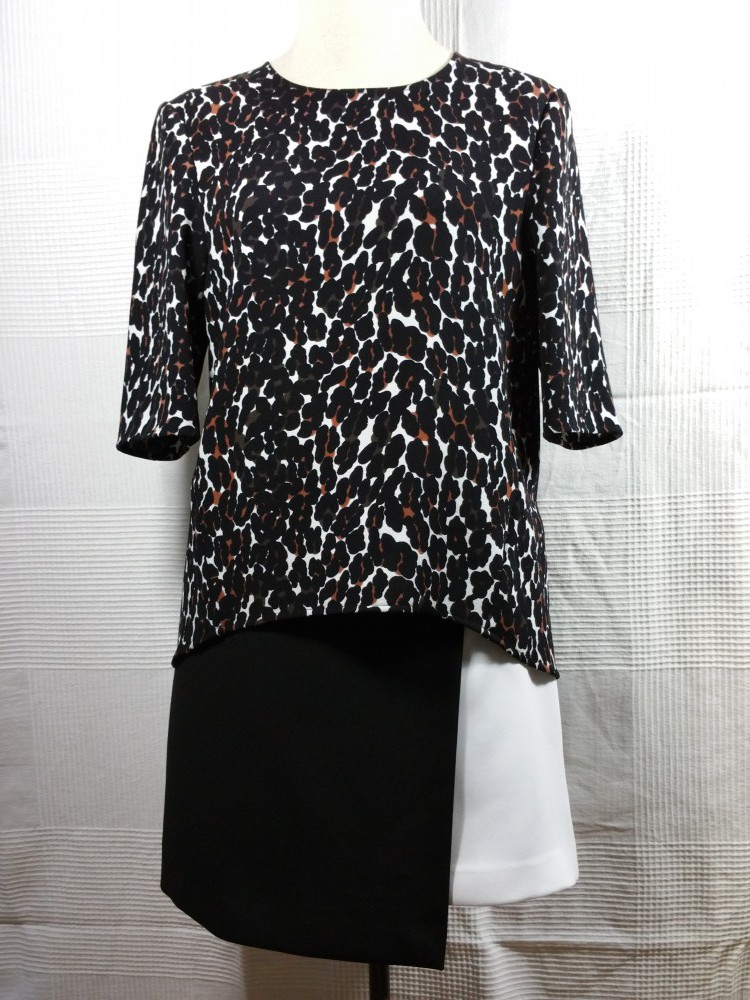 top effet leopard jupe assymétrique