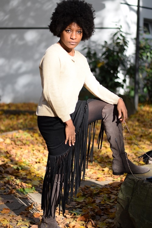 jupe a franges automne rocher
