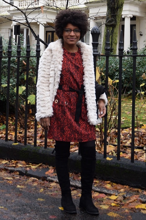 mantau en fausse fourrure robe rouge