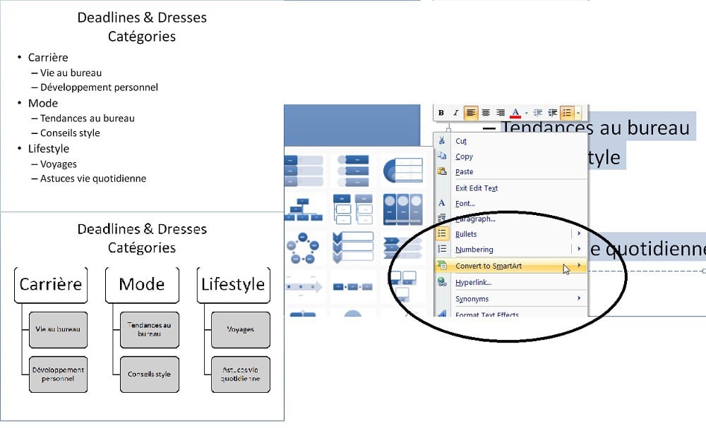 astuces microsoft office convertir en smart art powerpoint