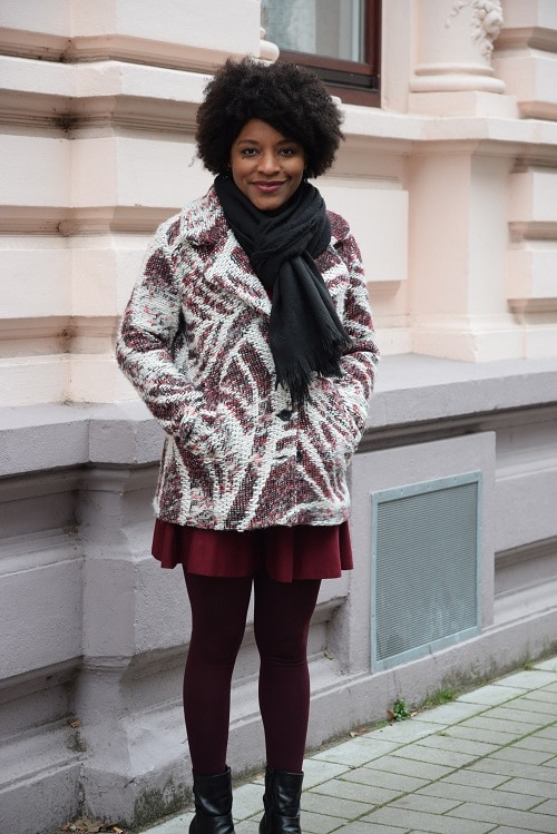 manteau rouge imprimé