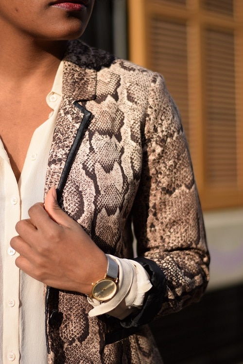 détails blazer serpent