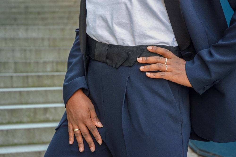 d tail ceinture pantalon de tailleur claudie pierlot bleu marine